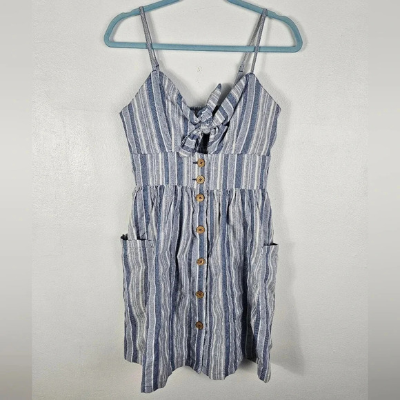 Roxy under the‎ Cali Sun Stripe sundress blue and white size medium NWT - Picture 2 of 14
